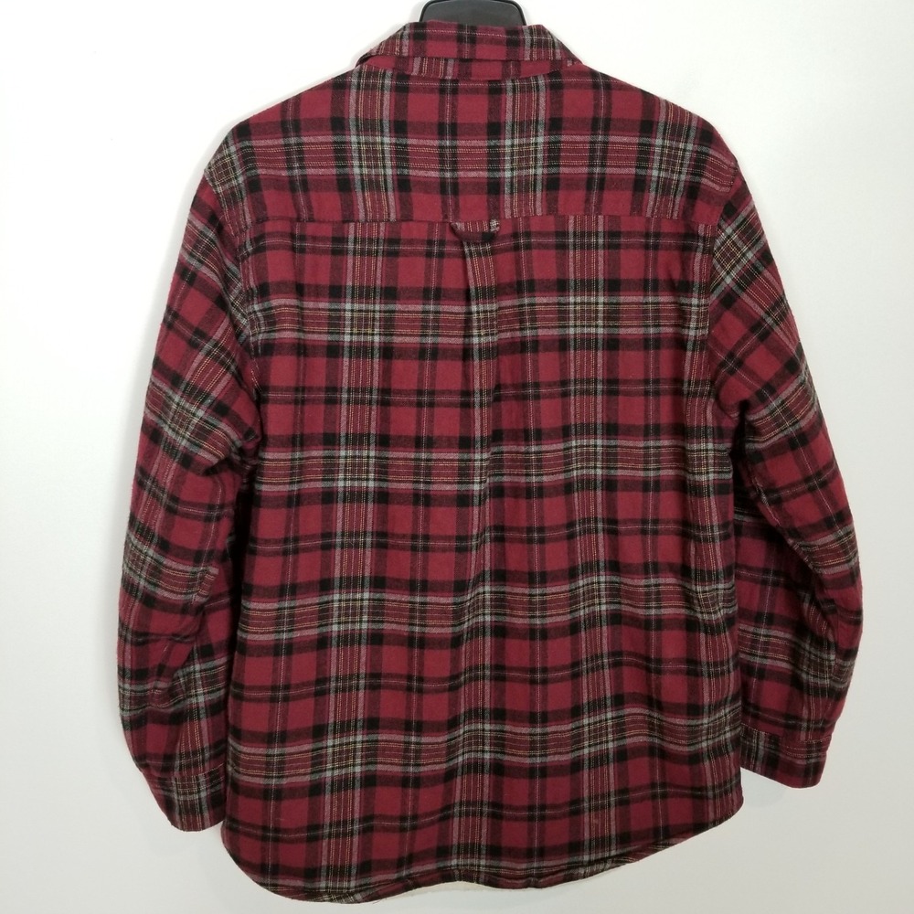 Smith's Workwear Zip-Front Sherpa-Lined‎ Flannel Shirt Jacket Sz L Red Plaid - Picture 10 of 12